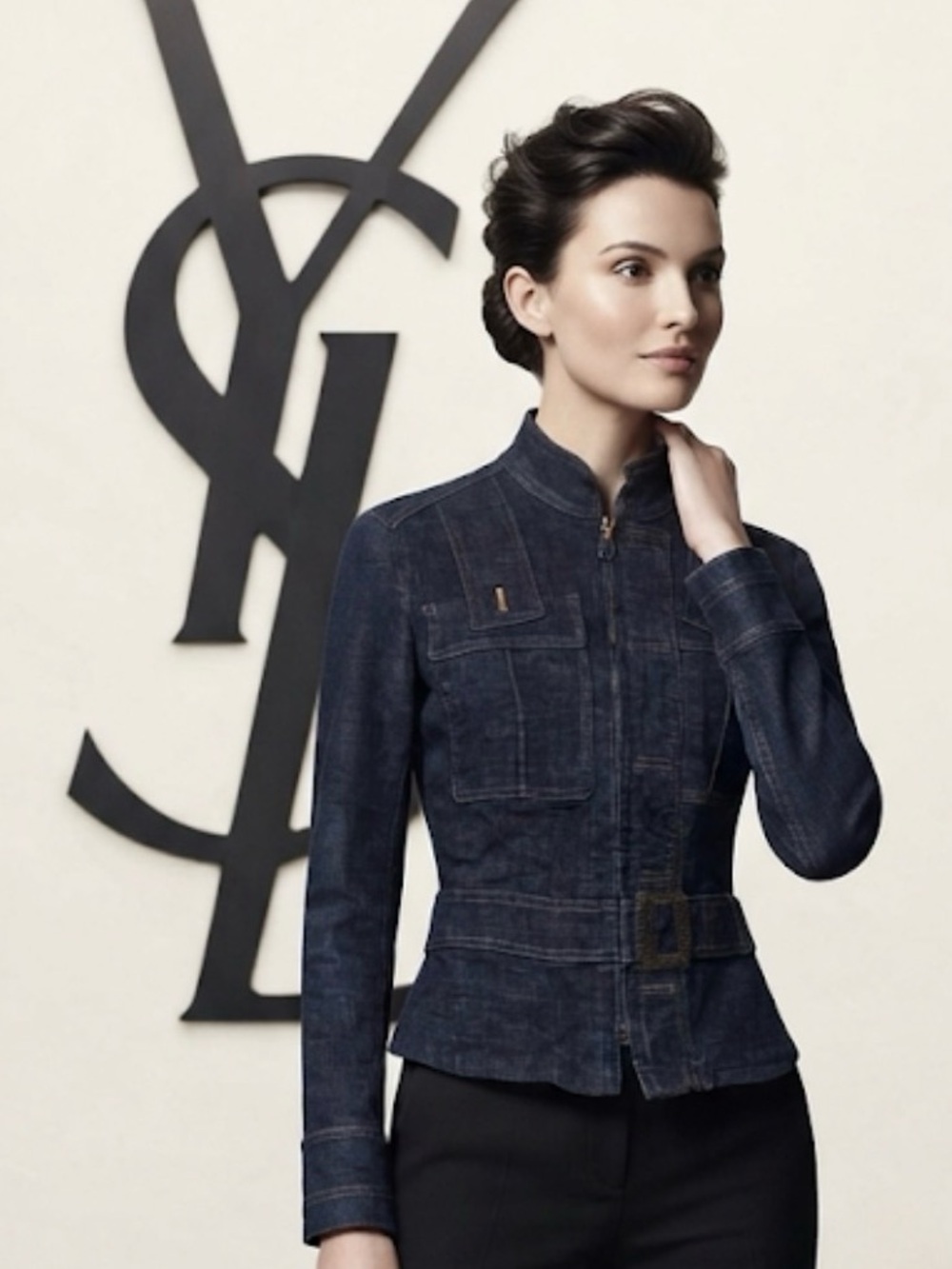 Authentic vintage Yves Saint Laurent Rive Gauche luxury designer denim jacket S
